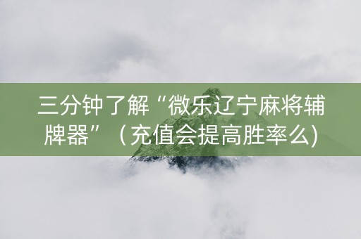 三分钟了解“微乐辽宁麻将辅牌器”（充值会提高胜率么)