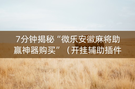 7分钟揭秘“微乐安徽麻将助赢神器购买”（开挂辅助插件)