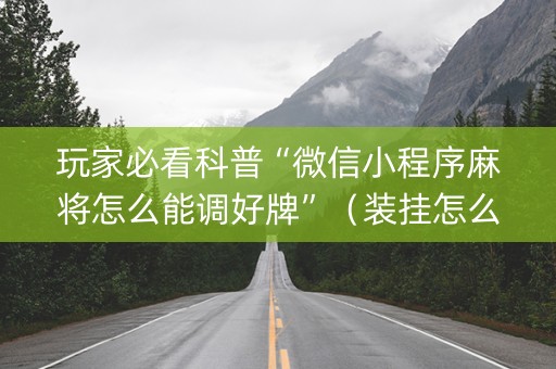 玩家必看科普“微信小程序麻将怎么能调好牌”（装挂怎么安装)