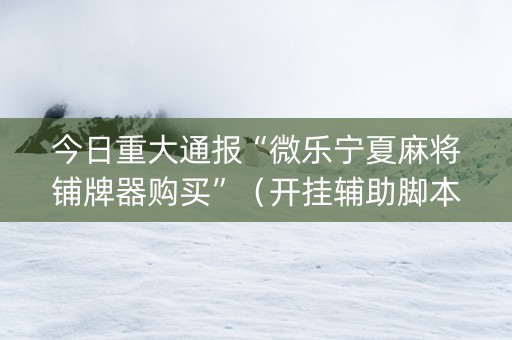 今日重大通报“微乐宁夏麻将铺牌器购买”（开挂辅助脚本)