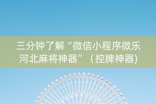 三分钟了解“微信小程序微乐河北麻将神器”（控牌神器)