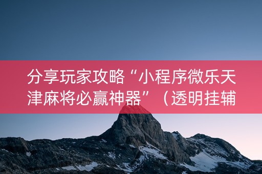 分享玩家攻略“小程序微乐天津麻将必赢神器”（透明挂辅助器)
