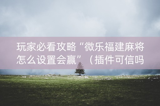 玩家必看攻略“微乐福建麻将怎么设置会赢”（插件可信吗)