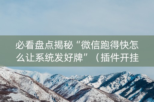 必看盘点揭秘“微信跑得快怎么让系统发好牌”（插件开挂免费AI)