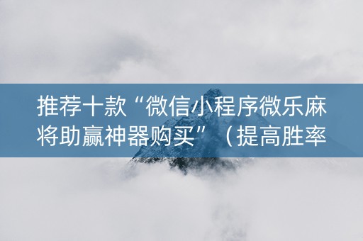 推荐十款“微信小程序微乐麻将助赢神器购买”（提高胜率软件)