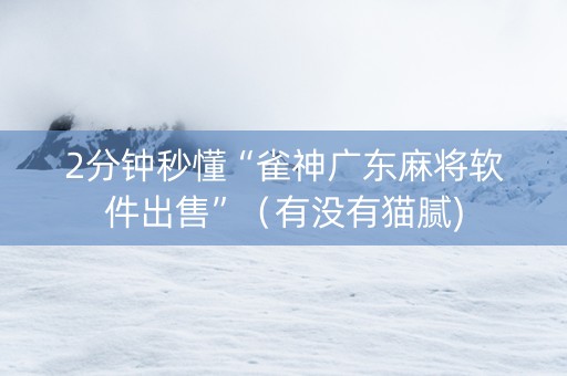 2分钟秒懂“雀神广东麻将软件出售”（有没有猫腻)