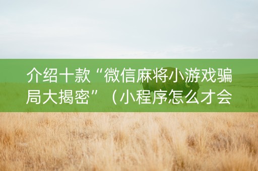 介绍十款“微信麻将小游戏骗局大揭密”（小程序怎么才会赢)