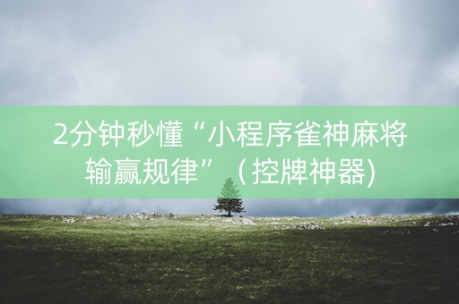 2分钟秒懂“小程序雀神麻将输赢规律”（控牌神器)