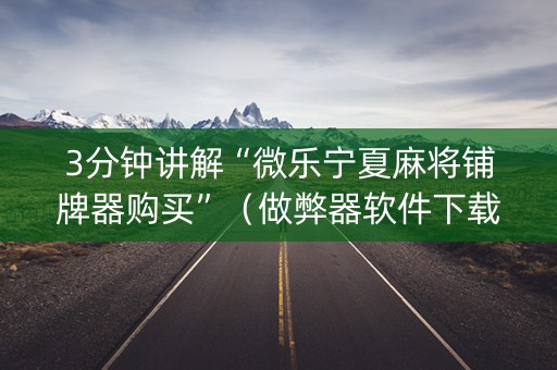3分钟讲解“微乐宁夏麻将铺牌器购买”（做弊器软件下载)
