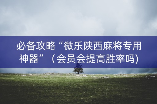 必备攻略“微乐陕西麻将专用神器”（会员会提高胜率吗)