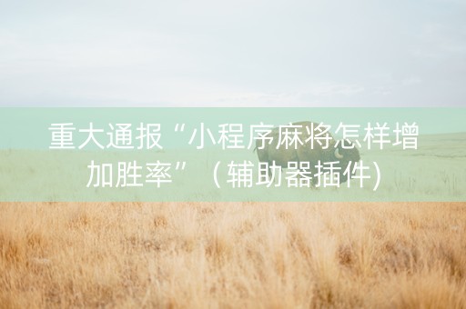 重大通报“小程序麻将怎样增加胜率”（辅助器插件)
