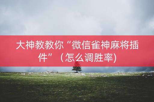 大神教教你“微信雀神麻将插件”（怎么调胜率)
