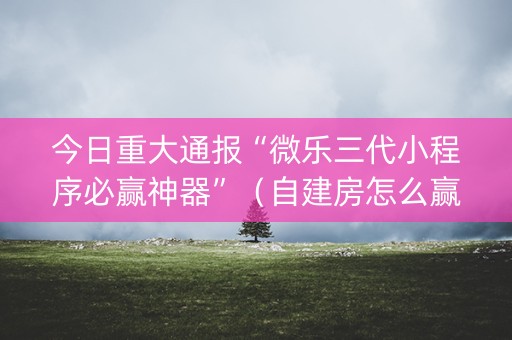 今日重大通报“微乐三代小程序必赢神器”（自建房怎么赢)