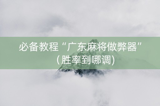 必备教程“广东麻将做弊器”（胜率到哪调)