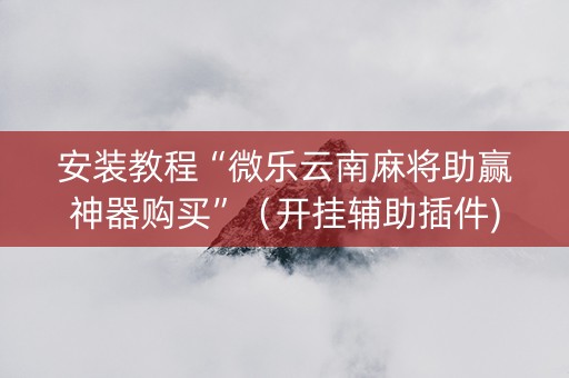 安装教程“微乐云南麻将助赢神器购买”（开挂辅助插件)