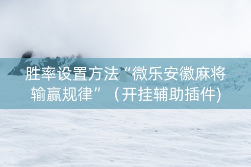 胜率设置方法“微乐安徽麻将输赢规律”（开挂辅助插件)