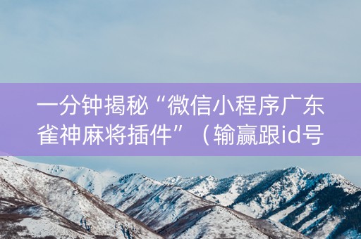 一分钟揭秘“微信小程序广东雀神麻将插件”（输赢跟id号有关系吗)