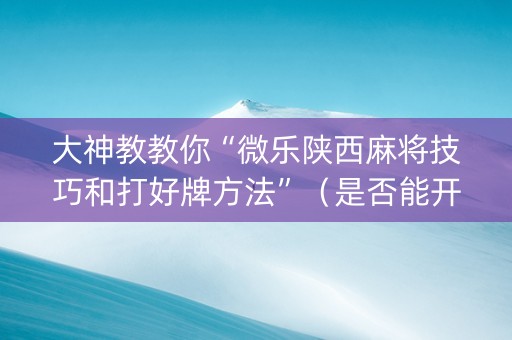 大神教教你“微乐陕西麻将技巧和打好牌方法”（是否能开挂)