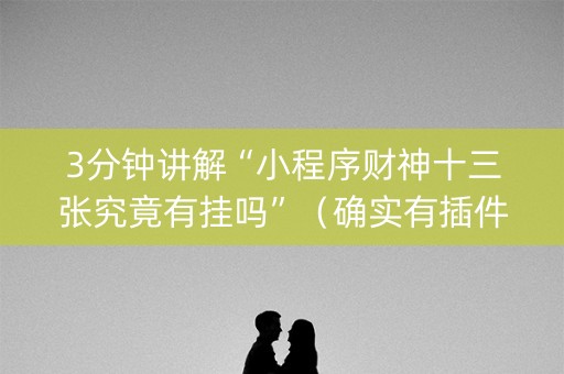 3分钟讲解“小程序财神十三张究竟有挂吗”（确实有插件吗)