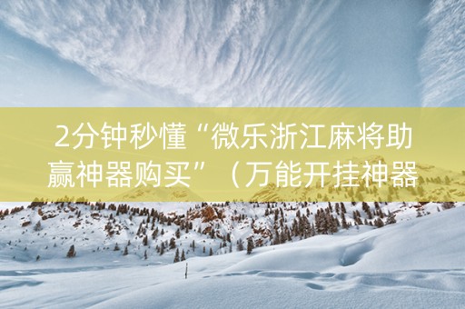 2分钟秒懂“微乐浙江麻将助赢神器购买”（万能开挂神器)