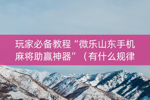 玩家必备教程“微乐山东手机麻将助赢神器”（有什么规律)