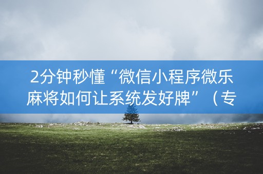 2分钟秒懂“微信小程序微乐麻将如何让系统发好牌”（专用神器下载)