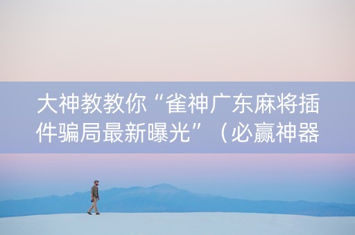 大神教教你“雀神广东麻将插件骗局最新曝光”（必赢神器辅助器)