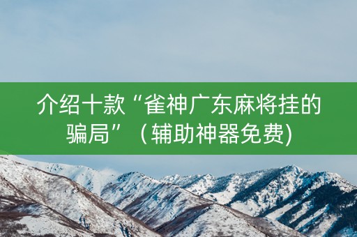 介绍十款“雀神广东麻将挂的骗局”（辅助神器免费)