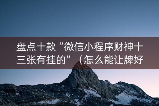 盘点十款“微信小程序财神十三张有挂的”（怎么能让牌好一点)
