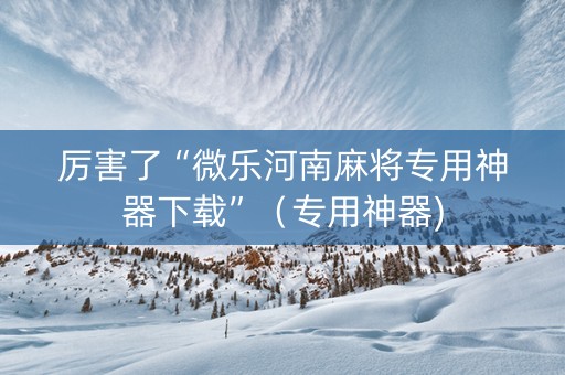 厉害了“微乐河南麻将专用神器下载”（专用神器)