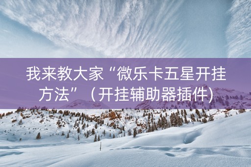我来教大家“微乐卡五星开挂方法”（开挂辅助器插件)