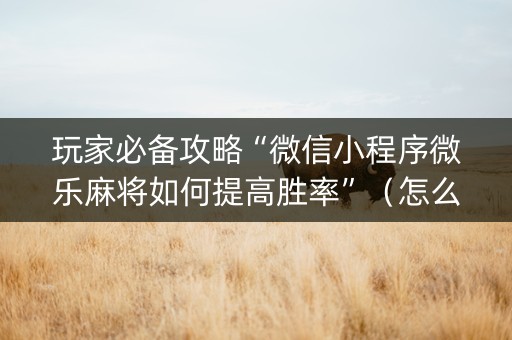 玩家必备攻略“微信小程序微乐麻将如何提高胜率”（怎么让系统给自己好牌)