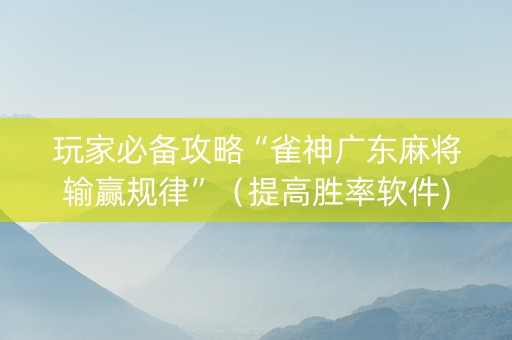 玩家必备攻略“雀神广东麻将输赢规律”（提高胜率软件)