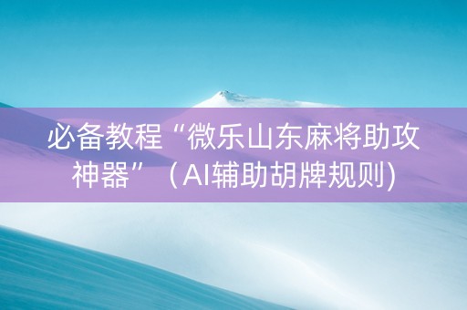 必备教程“微乐山东麻将助攻神器”（AI辅助胡牌规则)