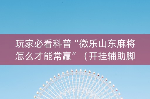 玩家必看科普“微乐山东麻将怎么才能常赢”（开挂辅助脚本)