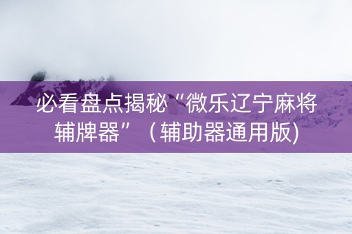 必看盘点揭秘“微乐辽宁麻将辅牌器”（辅助器通用版)