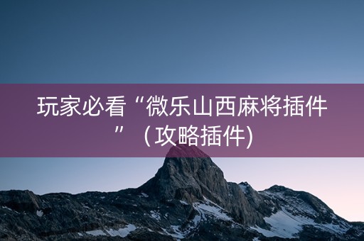 玩家必看“微乐山西麻将插件”（攻略插件)