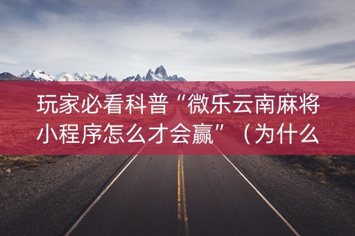 玩家必看科普“微乐云南麻将小程序怎么才会赢”（为什么有人一直赢)