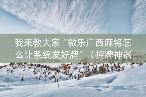 我来教大家“微乐广西麻将怎么让系统发好牌”（控牌神器)