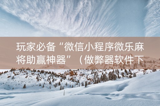 玩家必备“微信小程序微乐麻将助赢神器”（做弊器软件下载)