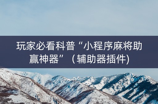 玩家必看科普“小程序麻将助赢神器”（辅助器插件)