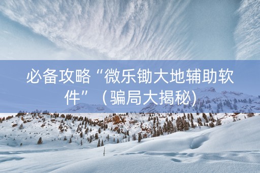 必备攻略“微乐锄大地辅助软件”（骗局大揭秘)