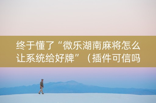 终于懂了“微乐湖南麻将怎么让系统给好牌”（插件可信吗)