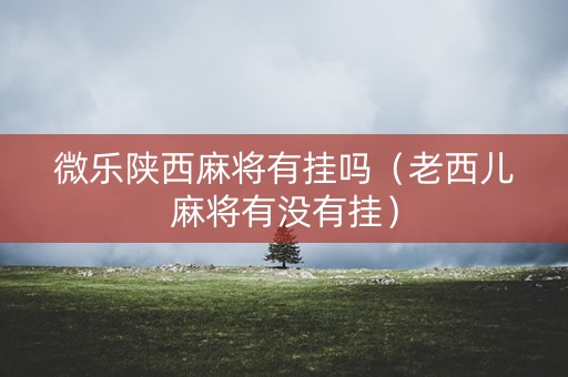 微乐陕西麻将有挂吗（老西儿麻将有没有挂）
