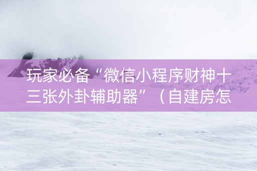 玩家必备“微信小程序财神十三张外卦辅助器”（自建房怎么拿好牌)