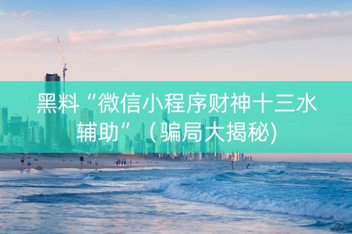 黑料“微信小程序财神十三水辅助”（骗局大揭秘)