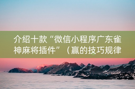 介绍十款“微信小程序广东雀神麻将插件”（赢的技巧规律)