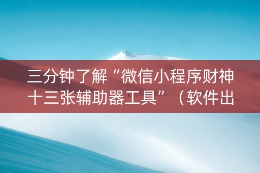 三分钟了解“微信小程序财神十三张辅助器工具”（软件出售)