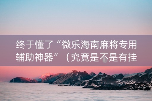 终于懂了“微乐海南麻将专用辅助神器”（究竟是不是有挂)
