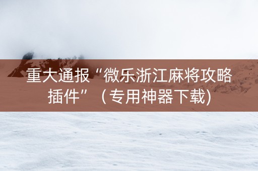 重大通报“微乐浙江麻将攻略插件”（专用神器下载)